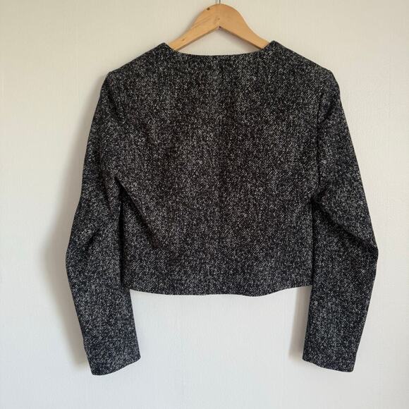 BOSS NWOT Jevanala Cropped Tweed Blazer Black White Workwear Business Office 4P - Picture 2 of 10